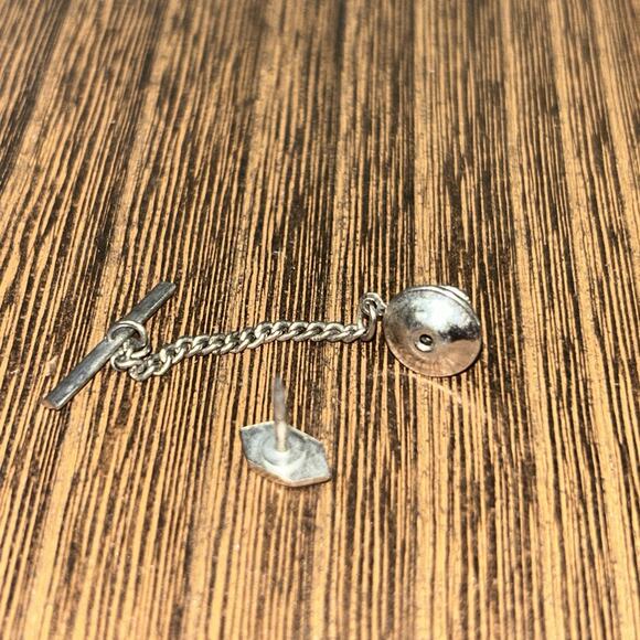 Vintage Tie Tac Tie Pin Tie Tack Silver Tone L#90 Marked Sterling Silver - Picture 3 of 5